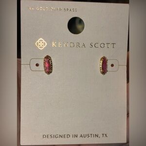 KENDRA SCOTT Oval-Shape January Garnet-Color Crystals 14k Gold Earrings NEW NWT